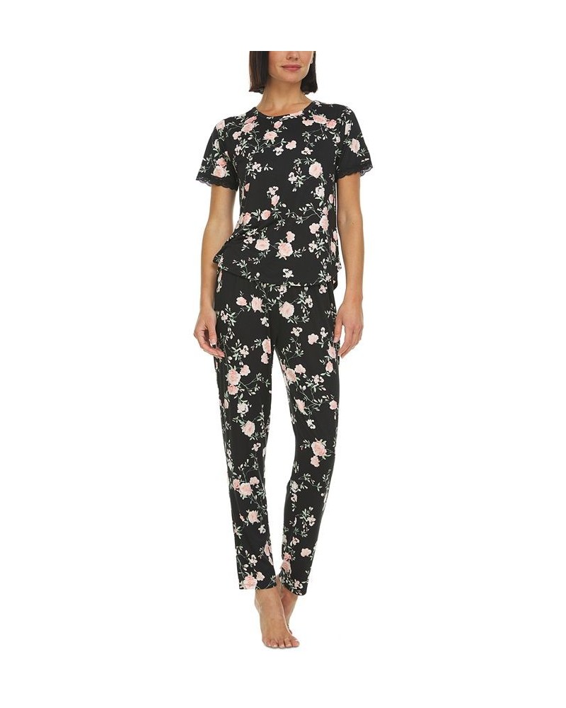 Women's Jody Crewneck & Pajama Pants Set Black $20.09 Sleepwear