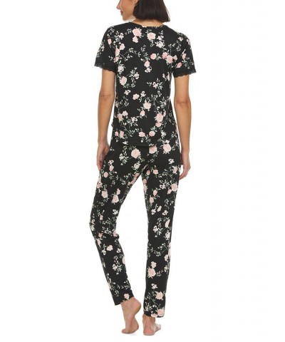 Women's Jody Crewneck & Pajama Pants Set Black $20.09 Sleepwear