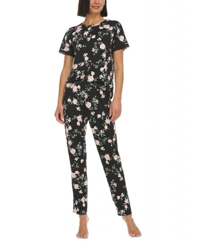 Women's Jody Crewneck & Pajama Pants Set Black $20.09 Sleepwear