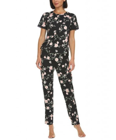 Women's Jody Crewneck & Pajama Pants Set Black $20.09 Sleepwear