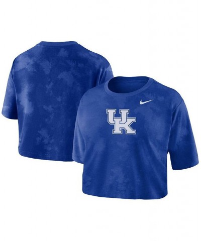 Women's Royal Kentucky Wildcats Tie-Dye Cropped T-shirt Royal $21.15 Tops