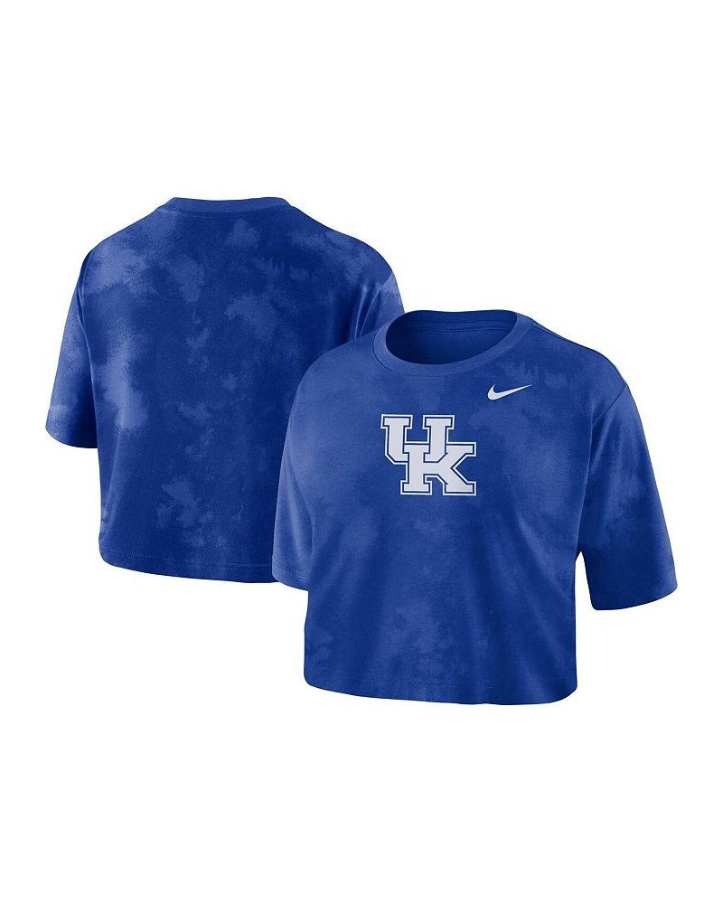 Women's Royal Kentucky Wildcats Tie-Dye Cropped T-shirt Royal $21.15 Tops