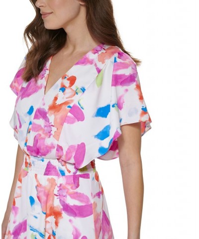 Women's Smocked Waist Midi Dress Flamingo Multi $50.40 Dresses