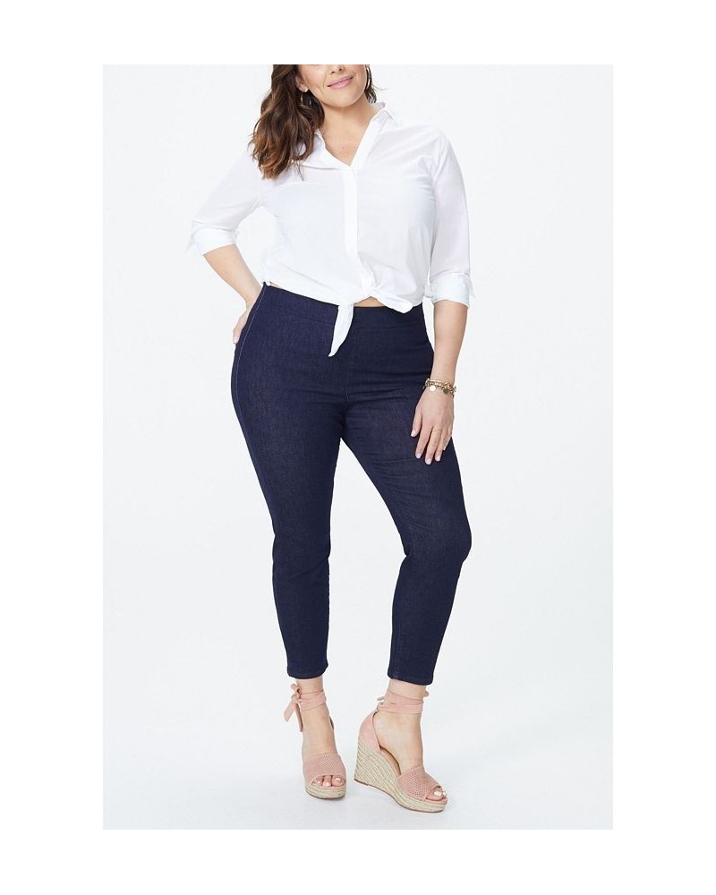 Plus Size Skinny Ankle Pull-On Side Slit Jeans Rinse $38.66 Jeans