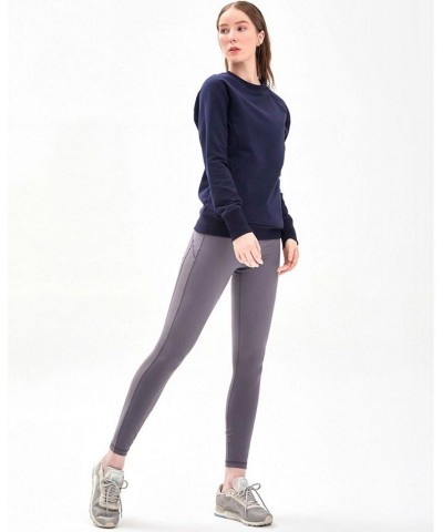 City Zip Slim Crewneck Sweatshirts for Women Blue $68.40 Sweatshirts