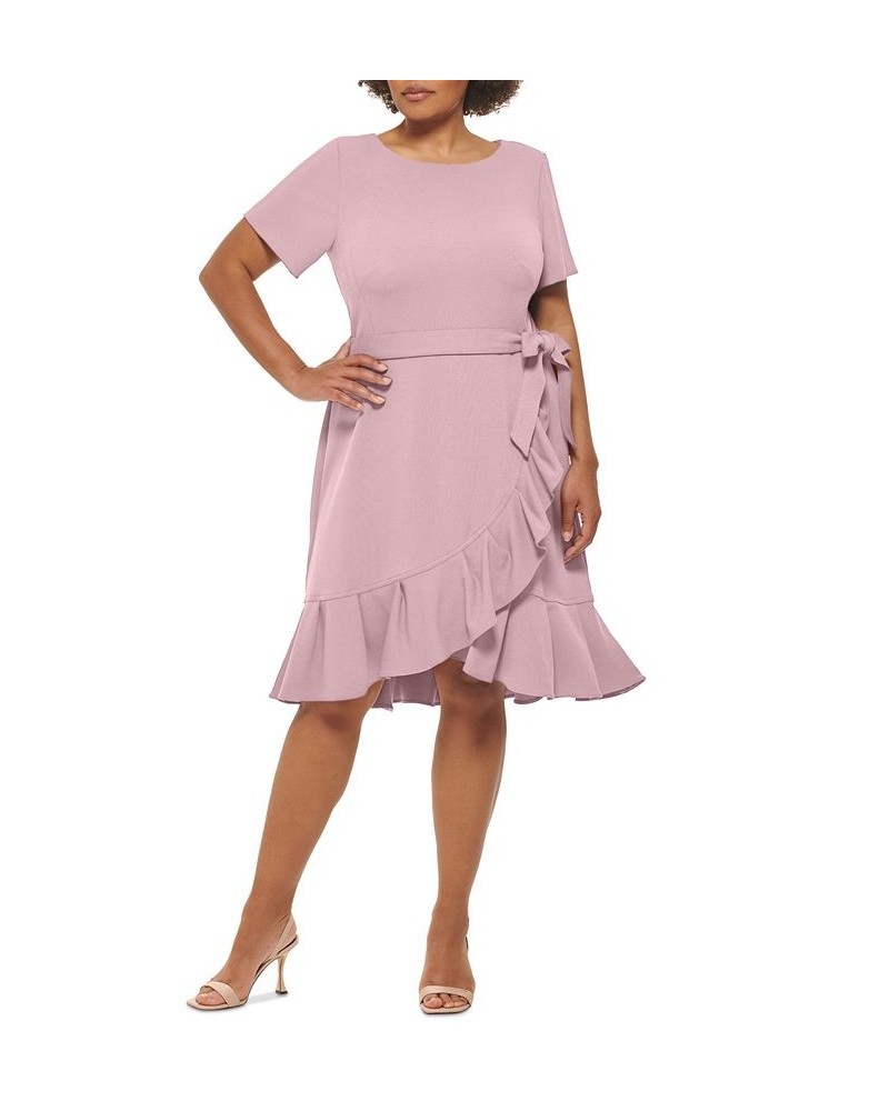 Plus Size Round-Neck Ruffle Hem Dress Cherry Blossom $52.79 Dresses