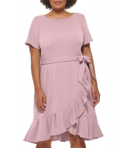 Plus Size Round-Neck Ruffle Hem Dress Cherry Blossom $52.79 Dresses