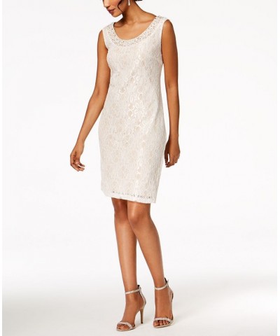 Petite Glitter Lace Dress & Waterfall Jacket Ivory/Taupe $63.94 Dresses