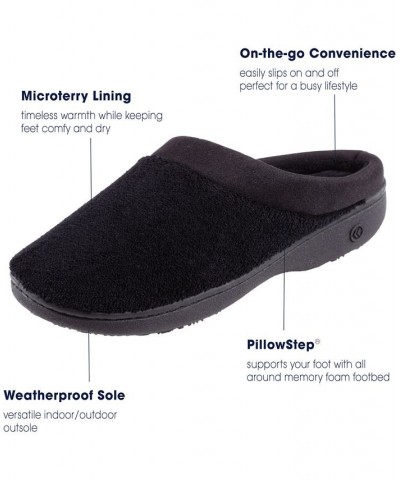 Microterry Pillowstep Slippers with Satin Trim Black $22.40 Shoes