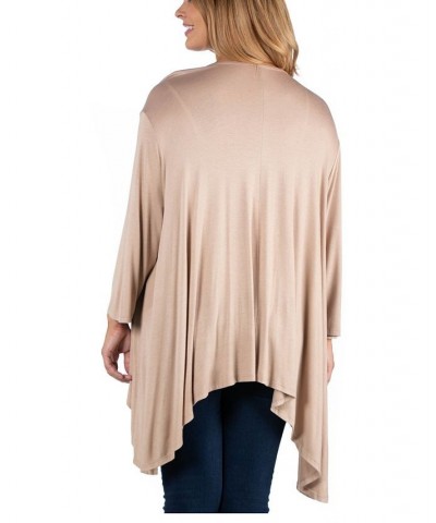 Elbow Length Sleeve Plus Size Open Cardigan Dark Red $34.30 Sweaters