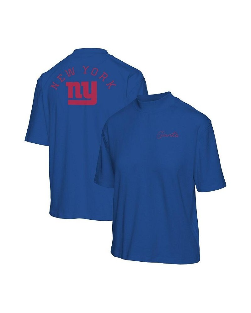 Women's Royal New York Giants Half-Sleeve Mock Neck T-shirt Royal $23.00 Tops