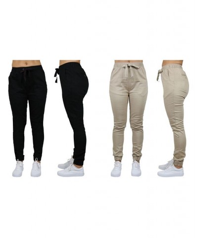 Women's Basic Stretch Twill Joggers Pack of 2 Black-Olive $28.08 Pants