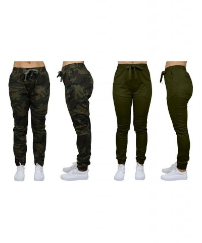 Women's Basic Stretch Twill Joggers Pack of 2 Black-Olive $28.08 Pants