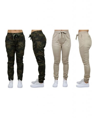 Women's Basic Stretch Twill Joggers Pack of 2 Black-Olive $28.08 Pants