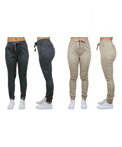 Women's Basic Stretch Twill Joggers Pack of 2 Black-Olive $28.08 Pants