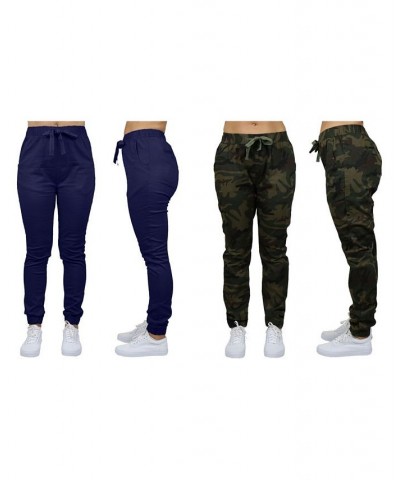 Women's Basic Stretch Twill Joggers Pack of 2 Black-Olive $28.08 Pants