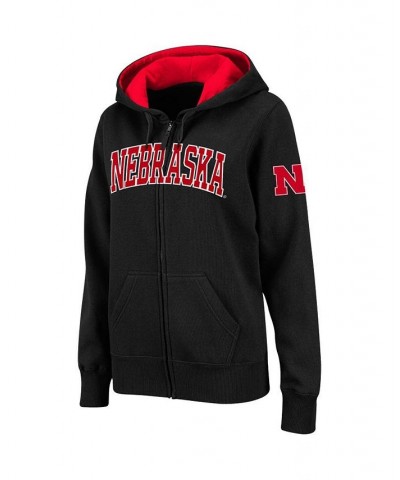 Women's Stadium Athletic Black Nebraska Huskers Arched Name Full-Zip Hoodie Black $29.25 Sweatshirts