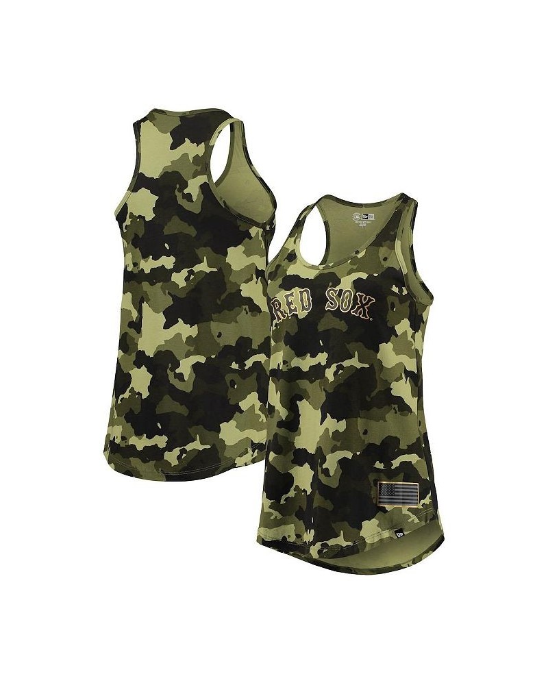 Women's Green Boston Red Sox 2022 MLB Armed Forces Day Camo Racerback Tank Top Green $23.59 Tops