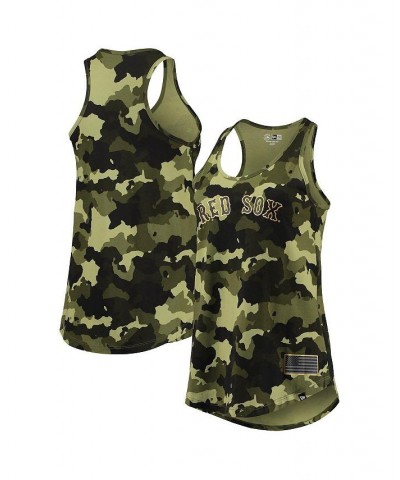 Women's Green Boston Red Sox 2022 MLB Armed Forces Day Camo Racerback Tank Top Green $23.59 Tops