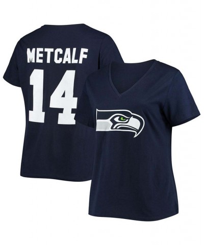 Women's Plus Size DK Metcalf College Navy Seattle Seahawks Name Number V-Neck T-shirt Navy $25.19 Tops