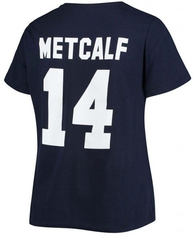 Women's Plus Size DK Metcalf College Navy Seattle Seahawks Name Number V-Neck T-shirt Navy $25.19 Tops