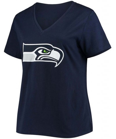 Women's Plus Size DK Metcalf College Navy Seattle Seahawks Name Number V-Neck T-shirt Navy $25.19 Tops