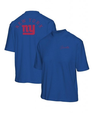 Women's Royal New York Giants Half-Sleeve Mock Neck T-shirt Royal $23.00 Tops