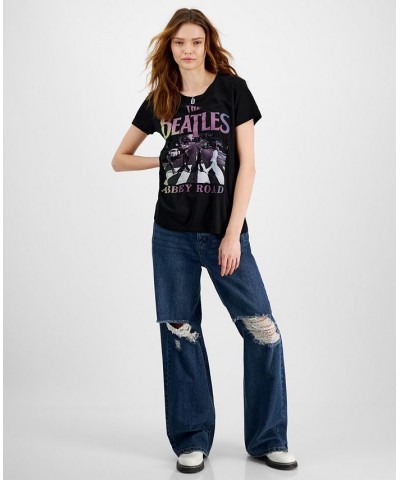 Juniors' Beatles Abbey Road Graphic T-Shirt Black $10.82 Tops