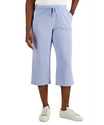 Petite Knit Drawstring Capri Pants Light Blue Heather $12.87 Pants