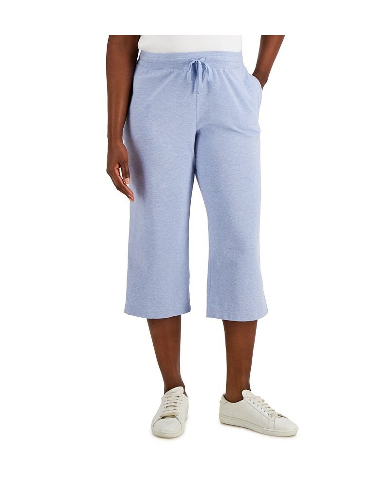 Petite Knit Drawstring Capri Pants Light Blue Heather $12.87 Pants