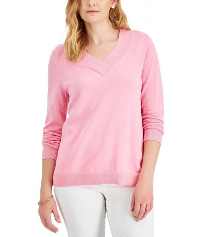 Women's Cotton V-Neck Sweater Ultra Blue $14.87 Sweaters