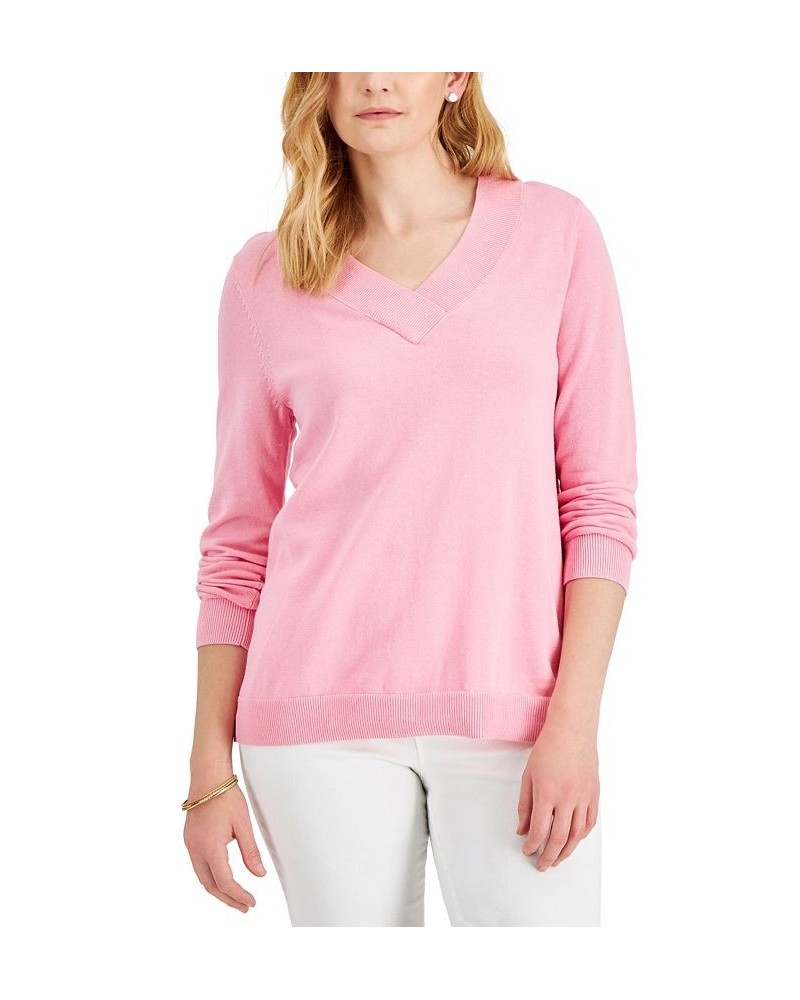 Women's Cotton V-Neck Sweater Ultra Blue $14.87 Sweaters