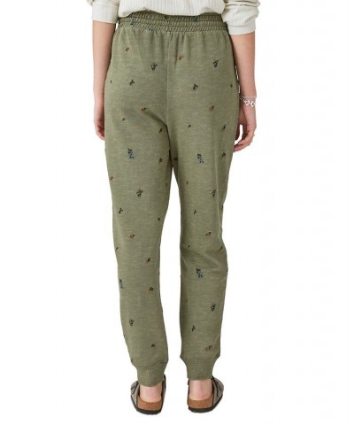 Floral Embroidered Reverse Terry Jogger Pants Dusty Olive $20.90 Pants