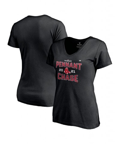 Women's Branded Black Boston Red Sox 2021 Division Series Winner Locker Room Plus Size V-Neck T-shirt Black $22.41 Tops