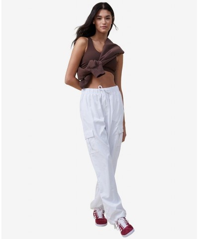 Women's Woven Cargo Pants White $31.79 Pants