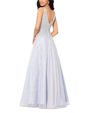 Women's Bead-Embellished Sleeveless Ball Gown Silver Gold $157.96 Dresses