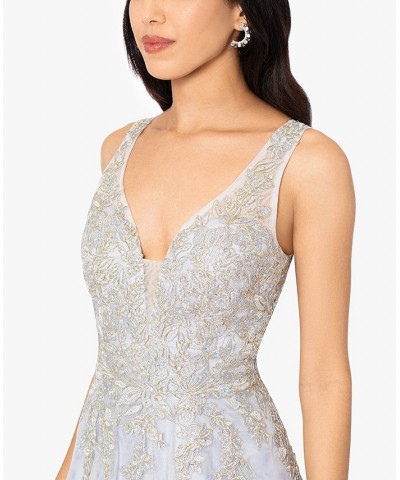 Women's Bead-Embellished Sleeveless Ball Gown Silver Gold $157.96 Dresses