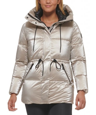 Women's Shine Hooded Anorak Puffer Coat Smokey Taupe $64.00 Coats