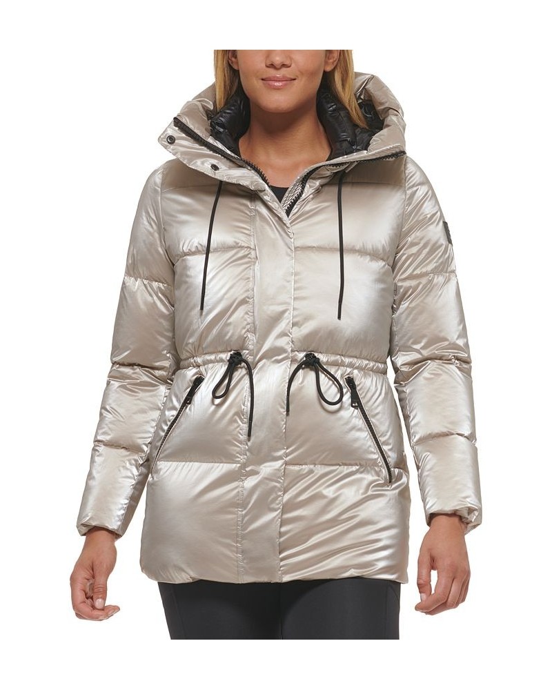 Women's Shine Hooded Anorak Puffer Coat Smokey Taupe $64.00 Coats