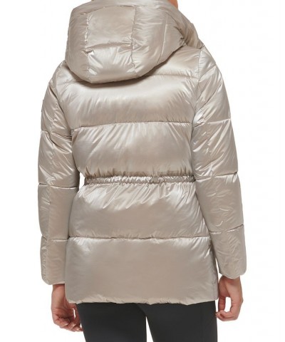 Women's Shine Hooded Anorak Puffer Coat Smokey Taupe $64.00 Coats