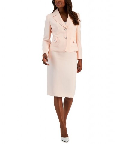 Women's Textured Two-Button Slim Skirt Suit Regular and Petite Sizes Pink $62.90 Suits