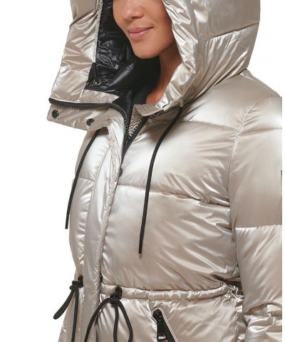 Women's Shine Hooded Anorak Puffer Coat Smokey Taupe $64.00 Coats