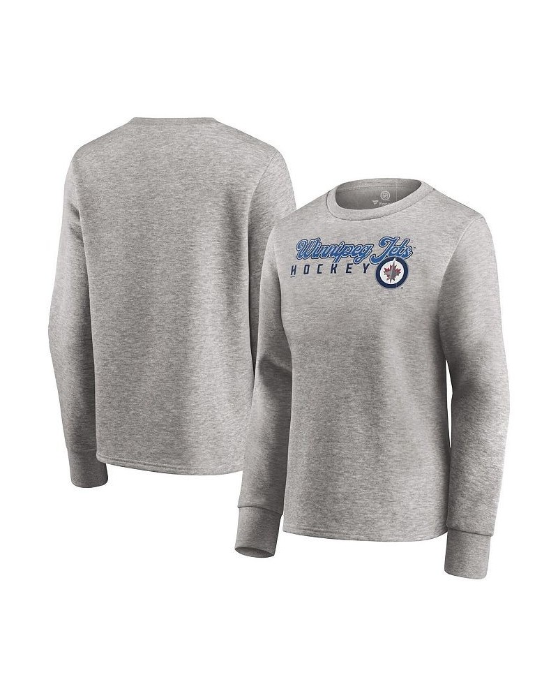 Women's Branded Heathered Gray Winnipeg Jets Fan Favorite Script Pullover Sweatshirt Heathered Gray $28.67 Sweatshirts