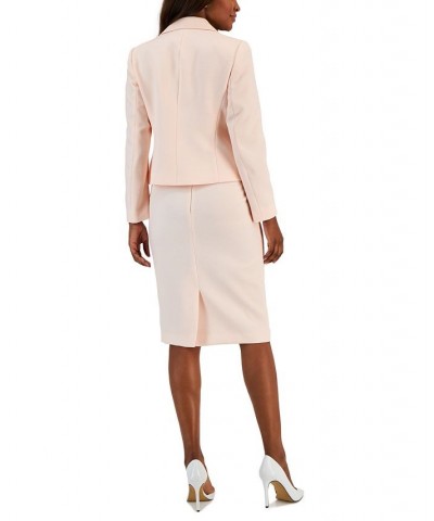 Women's Textured Two-Button Slim Skirt Suit Regular and Petite Sizes Pink $62.90 Suits