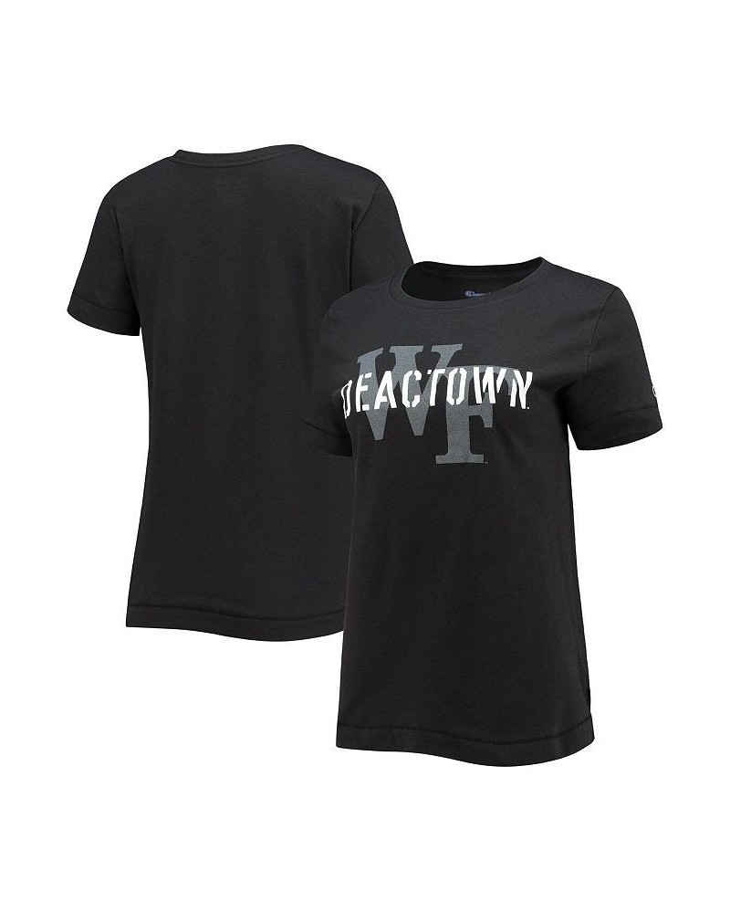 Women's Black Wake Forest Demon Deacons Deactown Wordmark T-shirt Black $22.41 Tops