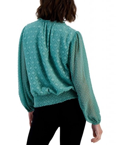 Women's Clip-Dot Smocked-Waist Top Green $49.00 Tops