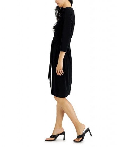 Women's V-Neck Wrap Dress Black $29.02 Dresses