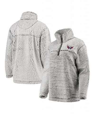 Women's Gray Washington Capitals Sherpa Quarter-Zip Pullover Jacket Gray $42.89 Jackets