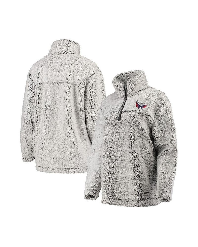 Women's Gray Washington Capitals Sherpa Quarter-Zip Pullover Jacket Gray $42.89 Jackets