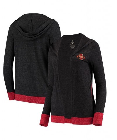 Women's Charcoal Iowa State Cyclones Steeplechase Open Hooded Tri-Blend Cardigan Gray $20.00 Sweaters